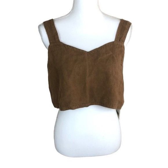Mate the Label Small Linen Crop Top in Sed - Picture 1 of 6